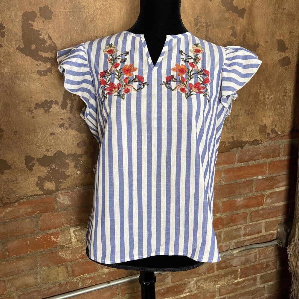 Shein  Embroidered Size Large Woman's Tunic Top EUC 86